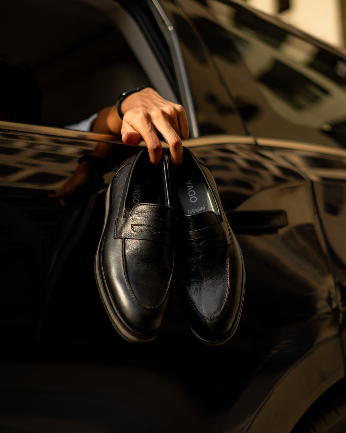 Black leather Loafers shoes By 'YAGO' brand 