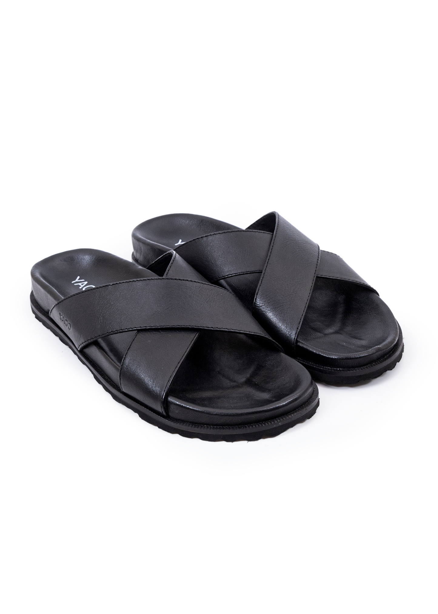 Spain Black men’s leather sandals – cushioned and durable – YAGO